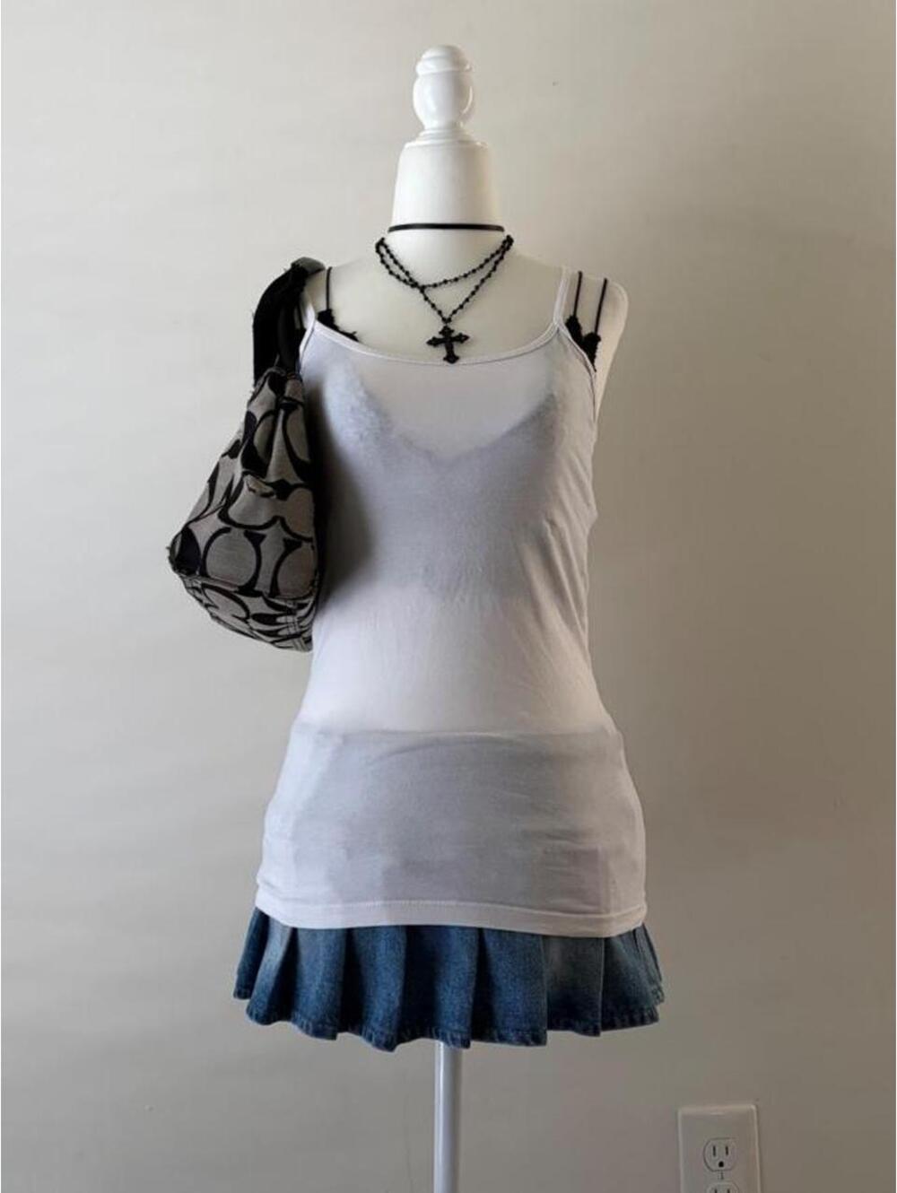 🤍 Y2K Forever 21 White Longline Cami Tank Top | Layering Basic Fairy Grunge